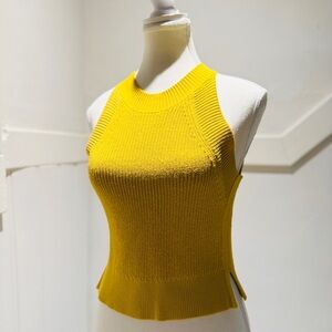 Wilfred by Aritzia Yellow Knit Halter Tank Top XS
